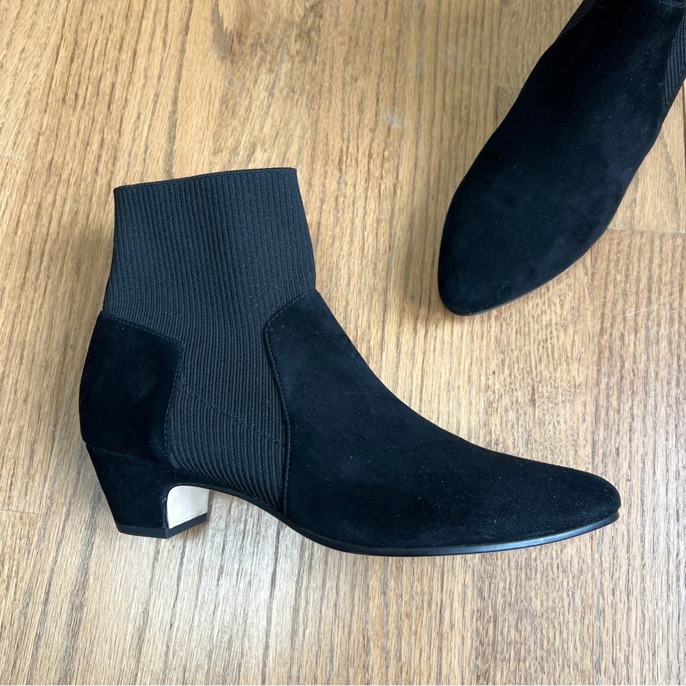 Eileen Fisher Muzy Pointed Knit Suede Ankle Booties Sz 7.5 - Picture 2 of 13